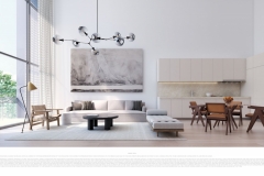 Arbor- Townhome Kitchen & Living Rendering